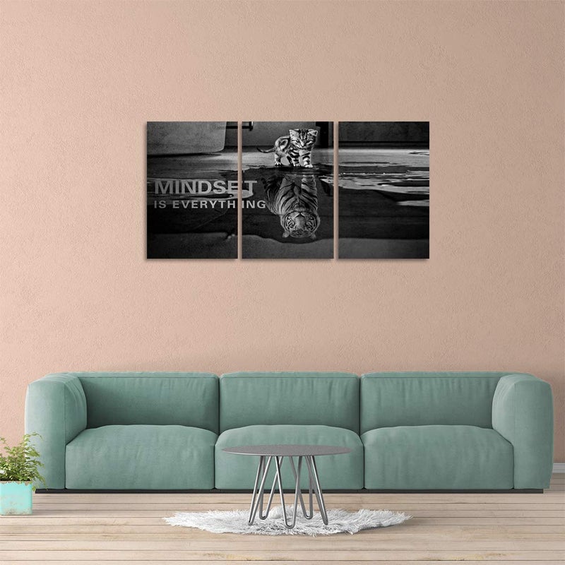 Yetaryy Inspirational Canvas Wall Art Large 3 Pieces Motivational Wall Art Picture Mindset is Everything Wooden Framed Artwork Entrepreneur Quotes Inspiration Wall Decor Painting Picture Wall Ar Hang, - Image 2